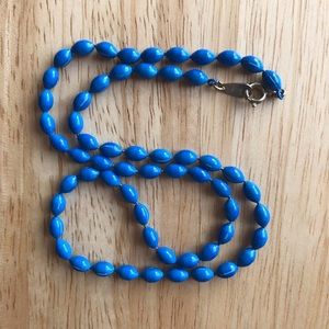 Vintage Blue Turquoise Oval Beaded Necklace 18”